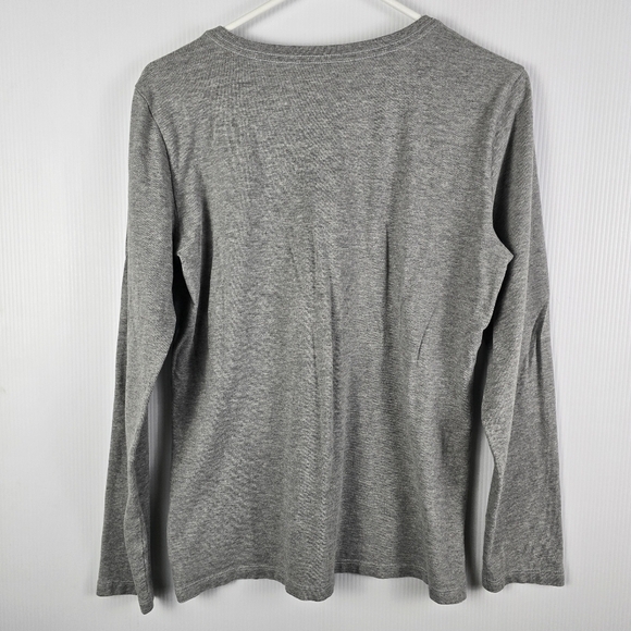 Life Is Good Heather Gray Long Sleeve V-NeckTee Winter Campscape Size M - Picture 2 of 7